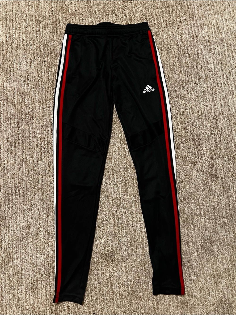 adidas Black Joggers with Red White & Blue Side Stripes